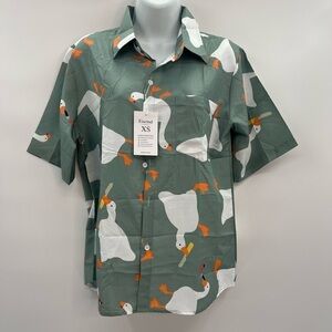 Eisctnd Casual Print Male Cute Cartoon Street Youth Short Sleeve Shirt - Size XS